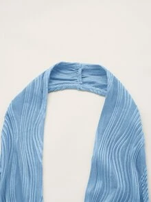SHEIN ICON Top De Cuello Halter Tejido Sin Espalda - Celeste - Ver 4