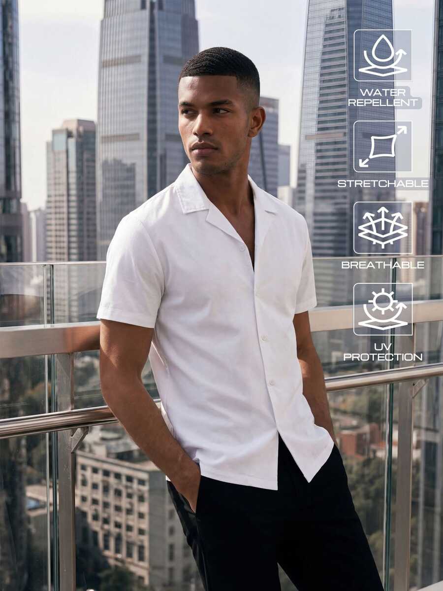 TekDrob Colarless Regular Fit Shirt With WaterProof & UVProtection Effect - White - View 1