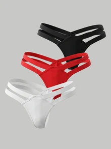 SHEIN MOD 3packs Cut Out Sexy Panties Set - Multicolor - View 2