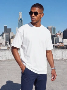 TekDrob Heavy Oversize T-Shirt With Crew Neck - White - View 6