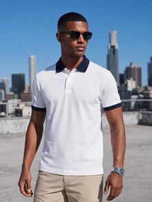 TekDrob Regular Polo With Contrast Details And Embroidered Icon - White - View 7