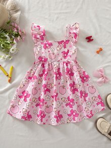 Emery Rose Kids Emery Rose Kids 女童夏季休閒鉛筆蝴蝶結印花洋裝 - 粉色 - 查看 9