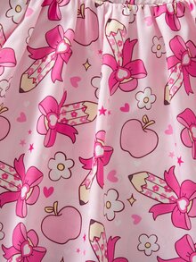 Emery Rose Kids Emery Rose Kids 女童夏季休閒鉛筆蝴蝶結印花洋裝 - 粉色 - 查看 10