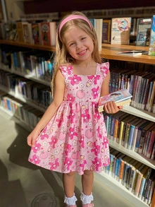 Emery Rose Kids Emery Rose Kids 女童夏季休閒鉛筆蝴蝶結印花洋裝 - 粉色 - 查看 3