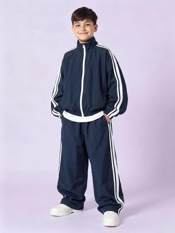 SHEIN 2pcs Kids Tween Boys Casual Streetwear Korean Style Snowflake Hoodie Long Sleeve Sweatshirt And Solid Color Elastic Waist Sweatpants Set, Suitable For Back To School, Birthday, Baby Shower, Holiday Party, Autumn/Winter