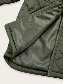 Easowa Curve Plus Size Winter Casual Versatile Drawstring Waist Jacket - Army Green - View 3