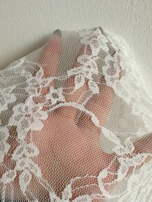 Aloruh 女款優雅白色蕾絲透視背心，修身長緞帶設計不對稱下擺夏季上衣，適合夜店、音樂節、婚禮與派對 - 白色 - 查看 8