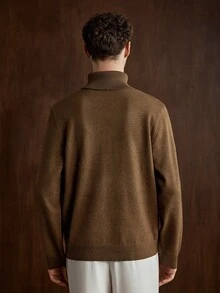 Manfinity CityGents 男士秋冬休閒素色高領毛衣 - 咖啡棕 - 查看 2
