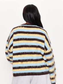 MUSERA Multicolour Knitted Stripe Cardigan Winter Autumn Everyday Casual Going Out Weekdaze - Multicolor - View 4