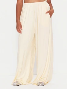 MUSERA Yellow Wide Leg Baggy Trouser Winter Autumn Everyday Casual Going Out Weekdaze - Yellow - View 2