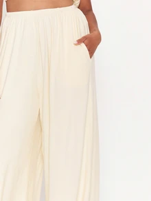 MUSERA Yellow Wide Leg Baggy Trouser Winter Autumn Everyday Casual Going Out Weekdaze - Yellow - View 4