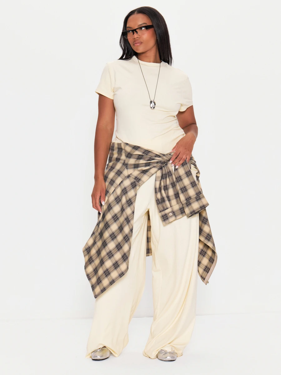 MUSERA Yellow Wide Leg Baggy Trouser Winter Autumn Everyday Casual Going Out Weekdaze - Yellow - View 1