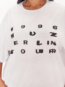 MUSERA Grey Graphic Detail Tshirt Winter Autumn Everyday Casual Going Out Weekdaze - Grey - View 5