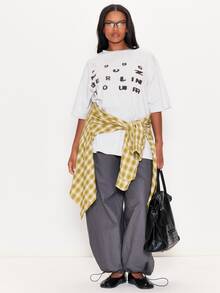MUSERA Grey Graphic Detail Tshirt Winter Autumn Everyday Casual Going Out Weekdaze - Grey - View 4