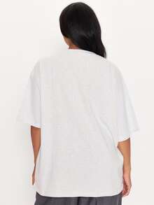 MUSERA Grey Graphic Detail Tshirt Winter Autumn Everyday Casual Going Out Weekdaze - Grey - View 3