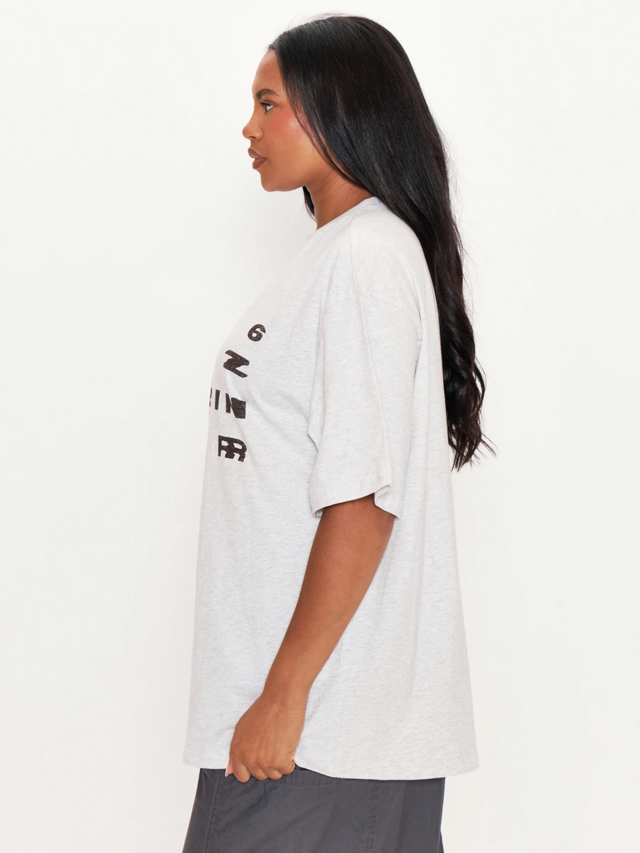 MUSERA Grey Graphic Detail Tshirt Winter Autumn Everyday Casual Going Out Weekdaze - Grey - View 1