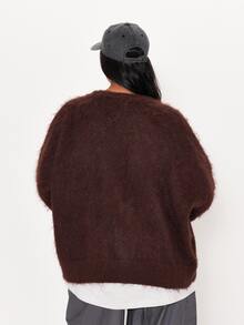 MUSERA Brown Knitted Long Sleeve Cardigan Winter Autumn Everyday Casual Going Out Weekdaze - Brown - View 4