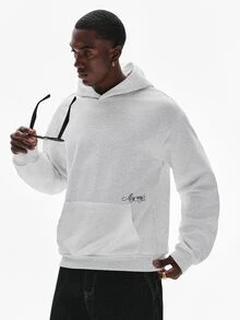 STYNVO 男士字母印花長袖休閒連帽衛衣 - 白色 - 查看 2