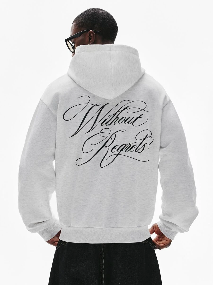 STYNVO Men's Letter Print Long Sleeve Casual Hoodie Sweatshirt - White - View 1