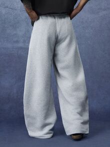 PAVTROS Men's Solid Color Drawstring Waist Pocket Loose Casual Sweatpants - Grey - View 2