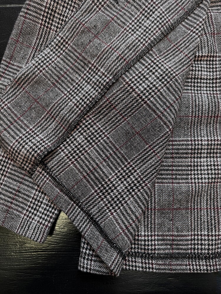 Easowa Curve Áo blazer công sở dáng rộng tay dài họa tiết răng sói cho nữ size lớn, phong cách casual thanh lịch, màu xám, mùa hè - Cà phê nâu - Xem 6