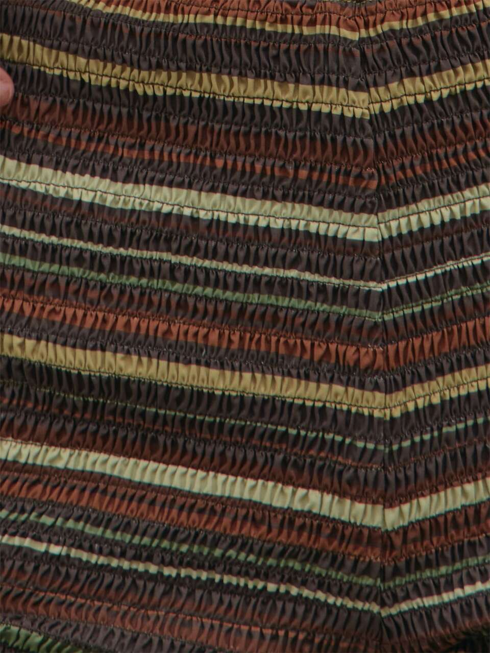 Brown Striped Smocked Stretch Playsuit