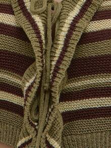MUSERA Green Striped Knit Cardigan Mini Short Set Sold As Set Summer Autumn Everyday Date Night Holiday Vacation Dazed - Multicolor - View 6