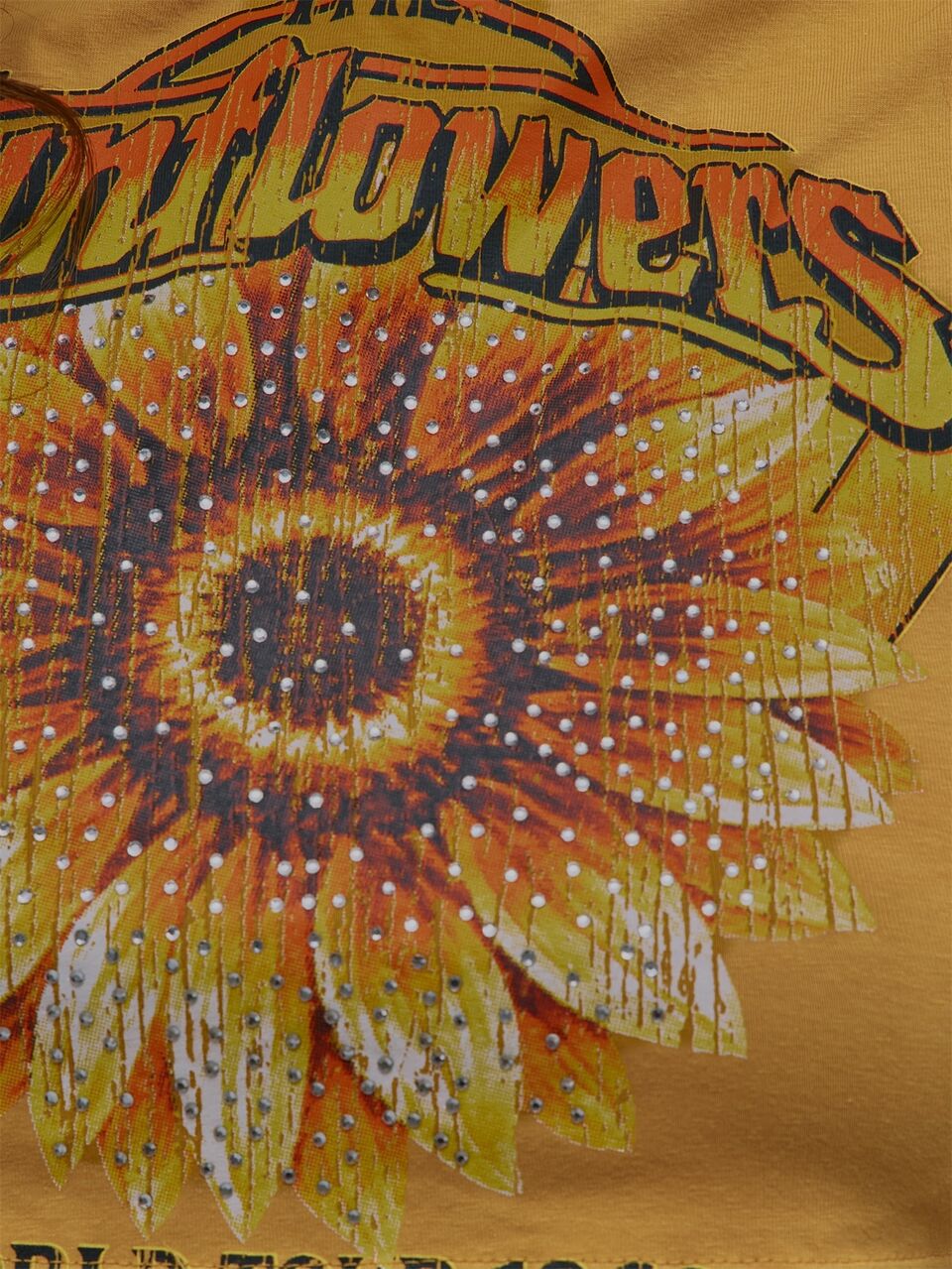 Yellow Graphic Sunflower Slash Neck Tie Up Top