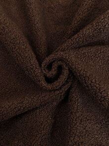 SHEIN CURVE+ Chocolate Brown Plus Size Women's Letter Print Lamb Fleece Sweatshirt, Autumn/Winter - Brown - View 9