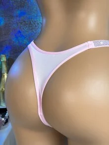 MidnightGlam Women's Sexy Rhinestone Thong - Pink - View 5