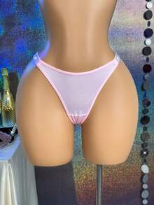 MidnightGlam Women's Sexy Rhinestone Thong - Pink - View 1