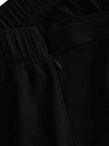 SHEIN Clasi 大尺碼女款極簡金石裝飾開衩貼身裙 - 黑色 - 查看 6