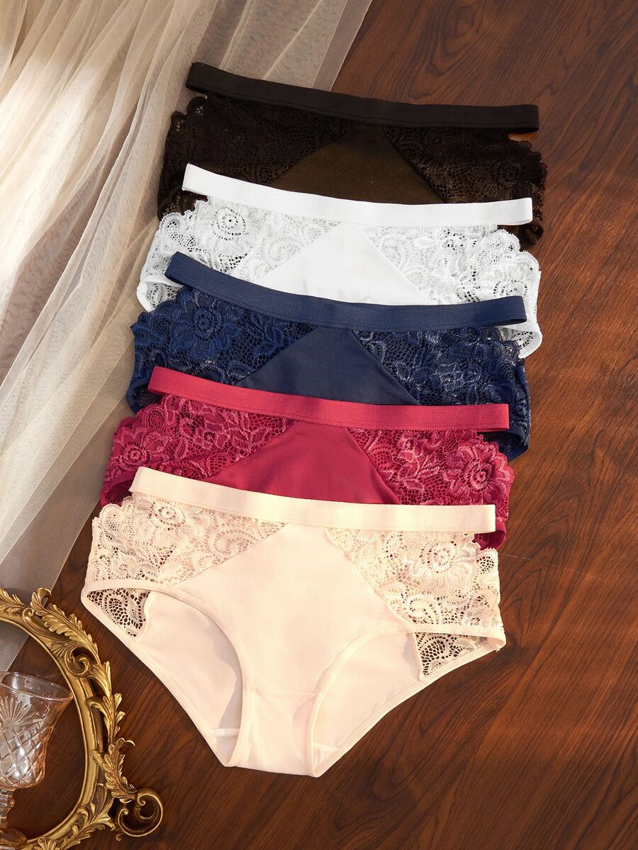 Divavoom Set 5 buah Celana Dalam Wanita Seksi dengan Motif Renda Berongga - MultiWarna - View 1