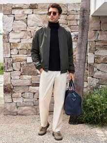 Mercer Haus Jaket Minimalis Kasual Bergaya untuk Pria dengan Lapisan Termal, Cocok untuk Musim Gugur dan Musim Dingin - Dark Grey - View 6