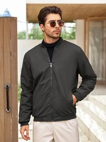 Mercer Haus Jaket Minimalis Kasual Bergaya untuk Pria dengan Lapisan Termal, Cocok untuk Musim Gugur dan Musim Dingin - Dark Grey - View 5