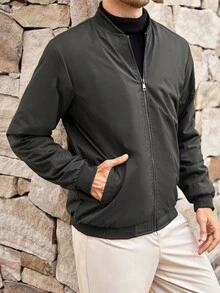 Mercer Haus Jaket Minimalis Kasual Bergaya untuk Pria dengan Lapisan Termal, Cocok untuk Musim Gugur dan Musim Dingin - Dark Grey - View 7