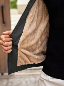 Mercer Haus Jaket Minimalis Kasual Bergaya untuk Pria dengan Lapisan Termal, Cocok untuk Musim Gugur dan Musim Dingin - Dark Grey - View 8