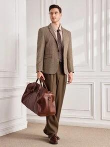 Officeau Men's Old Money Khaki Blazer, For Business Formal/Evening Events - Khaki - View 3