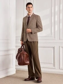 Officeau Men's Old Money Khaki Blazer, For Business Formal/Evening Events - Khaki - View 9