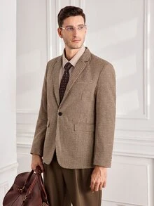 Officeau Men's Old Money Khaki Blazer, For Business Formal/Evening Events - Khaki - View 7