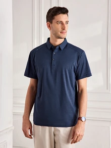 Officeau Pro Man Wardrobe Sports Tennis Shirt, Men's Summer Short Sleeve Polo Shirt For Sports And Outdoor Recreation - Navy Blue - View 4