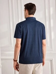 Officeau Pro Man Wardrobe Sports Tennis Shirt, Men's Summer Short Sleeve Polo Shirt For Sports And Outdoor Recreation - Navy Blue - View 2
