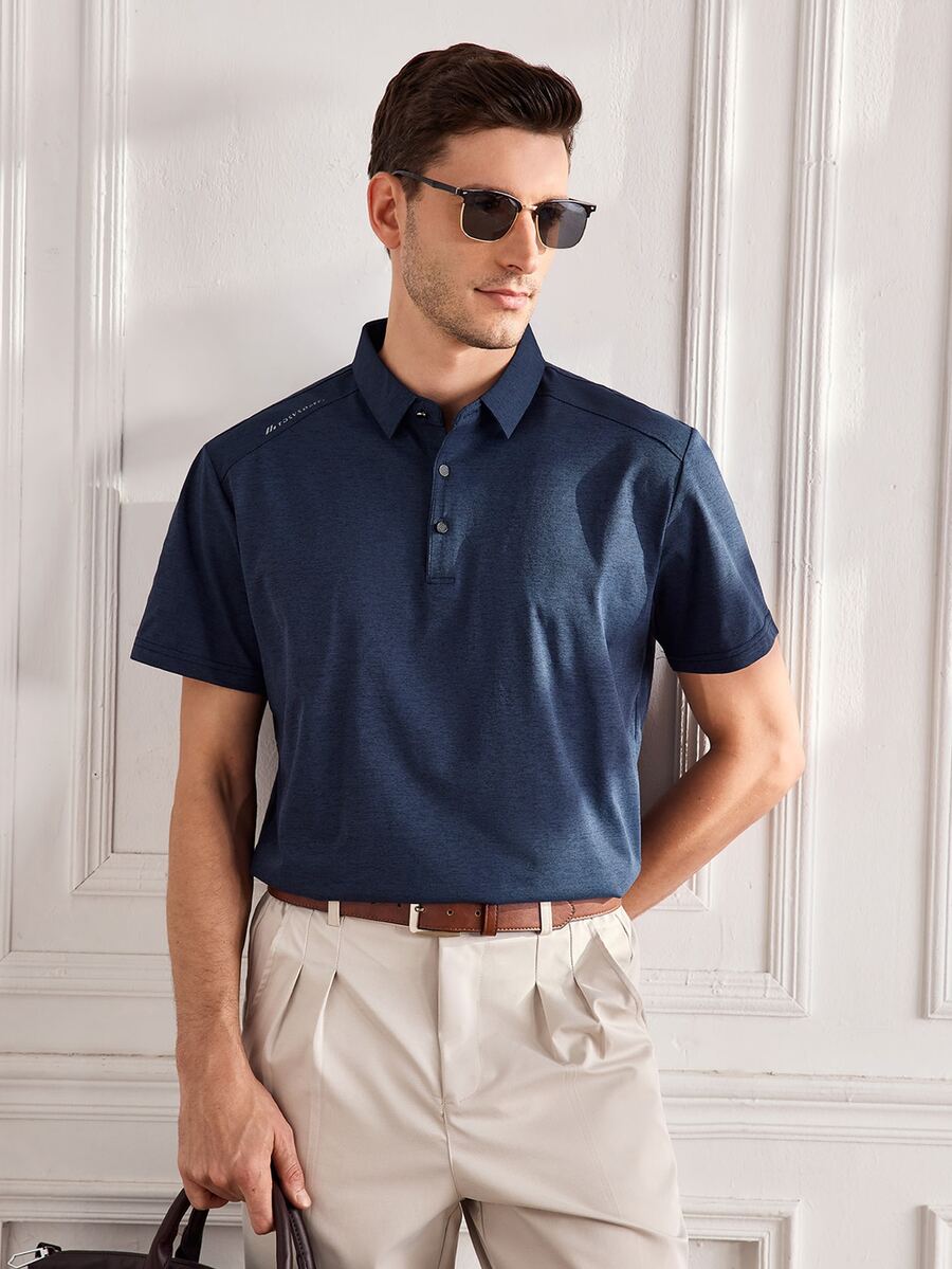 Officeau Pro Man Wardrobe Sports Tennis Shirt, Men's Summer Short Sleeve Polo Shirt For Sports And Outdoor Recreation - Navy Blue - View 1