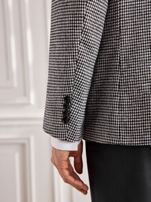 Officeau Men's Houndstooth Pattern Suit Jacket, Vintage Casual Suit Jacket, Business Slim Fit Suit Jacket - Grey - View 8
