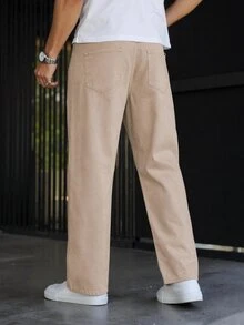 Men's Casual Commuter Washed Tapered Jeans - Beige - View 2