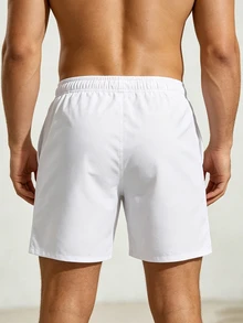 Manfinity KASUA Men's Summer Casual Solid Color Beach Shorts - White - View 2