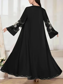 SHEIN Najma Bata árabe de manga larga con estampado floral para mujer, de uso casual para primavera/otoño - Multicolor - Ver 2
