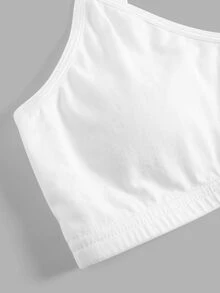 SHEIN Tween女孩 3件組 簡約基礎款 V領加墊透氣內衣套裝 白色 - 彩色 - 查看 5