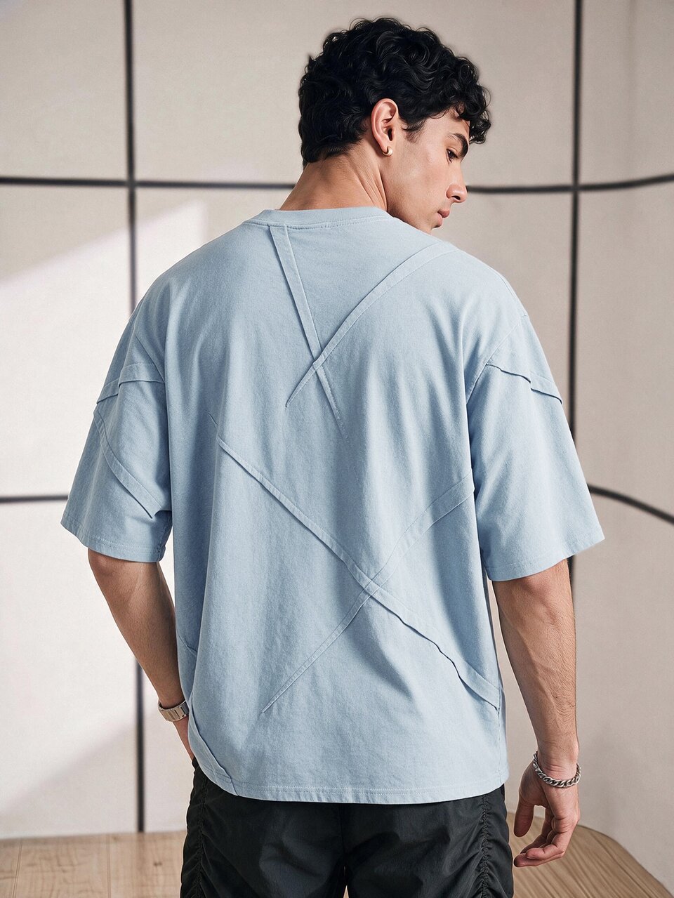 Men's Summer Casual T-Shirt With Slogan Print, Round Neck And Drop Shoulder Designback To School Navy Blue Shirt School Shirts