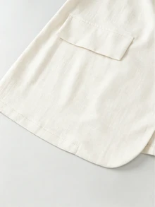 SHEIN Clasi 大尺碼女款條紋拼接商務西裝外套 + 寬鬆休閒時尚通勤短褲套裝，春季/秋季 - 白色 - 查看 6